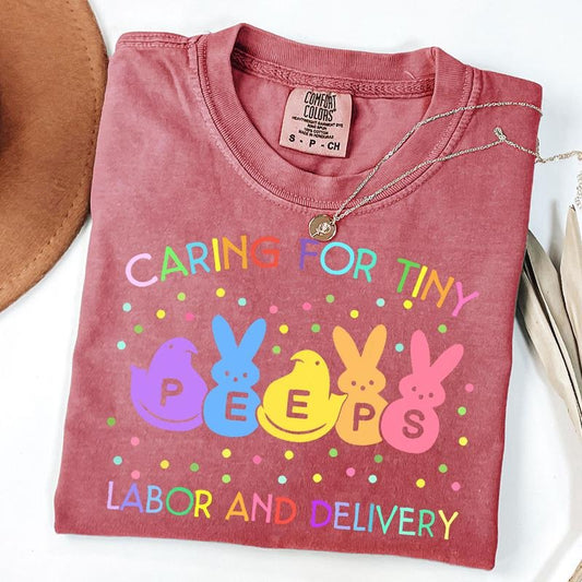 Comfort Colors Caring For Tiny Labor And Delivery Bunnies L&D Easter Day T-Shirt Hoodie, Sweatshirt | WearSparks.com