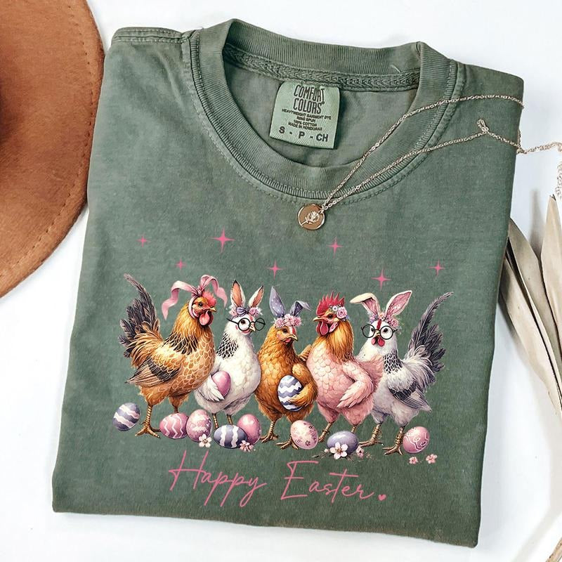 Comfort Colors Chicken Easter Shirt, Coquette Chicken Tee, Cute Farming Tshirt, Hens Lover T-Shirt, Easter Gift for...
