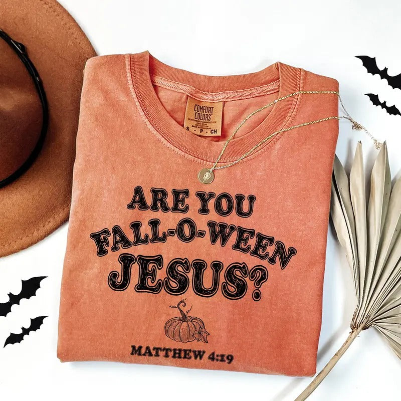 Comfort Colors Christian Halloween Shirt, Are You Fall-O-Ween Jesus Shirt, Fall Religious T-Shirt, Funny Pumpkin...