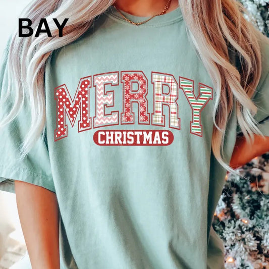 Comfort Colors Christmas Shirt, Merry Christmas Wrapping Paper Shirt, Retro christmas Shirt, Cotton Fabric Womenswear Top...