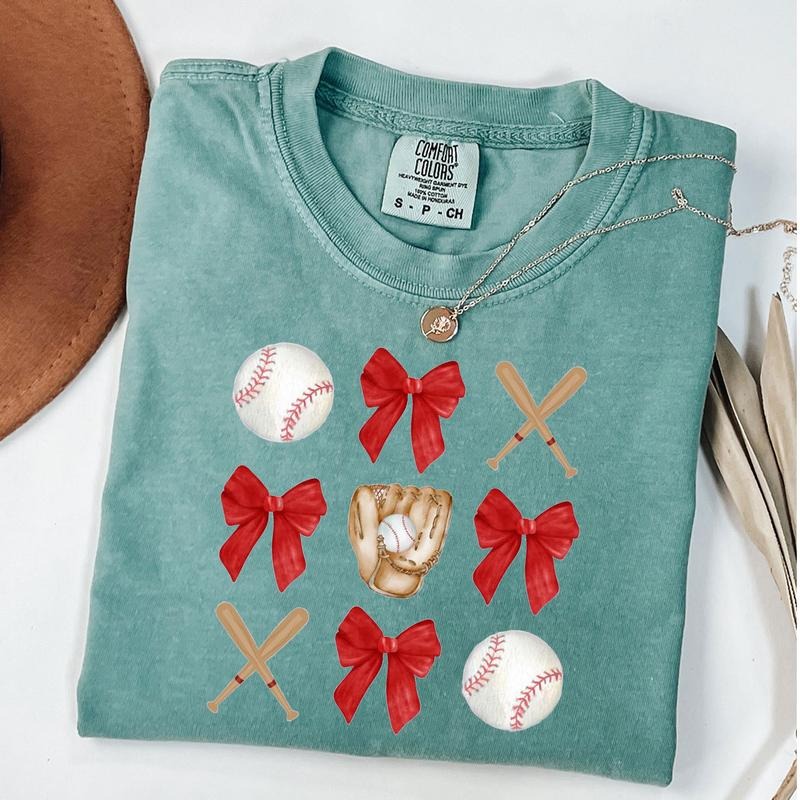 Comfort Colors Coquette Baseball Shirt, Baseball Bow Shirt, Baseball Mom T-Shirt, Sport Season Tee, Game Day Shirt, Sport...