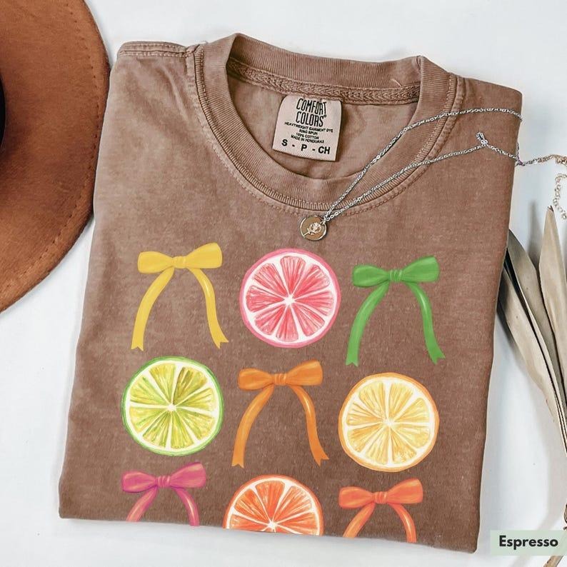 Comfort Colors Coquette Citrus Shirt, Aesthetic Fruit Tee Boho Summer Coquette Shirt, Orange Shirt Lemon Tee, Grapefruit...