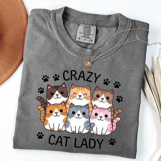 Comfort Colors Crazy Cat Lady Shirt, Funny Cats T-Shirt, Cat Lover Gift, Unisex T-Shirt Hoodie, Sweatshirt | WearSparks.com