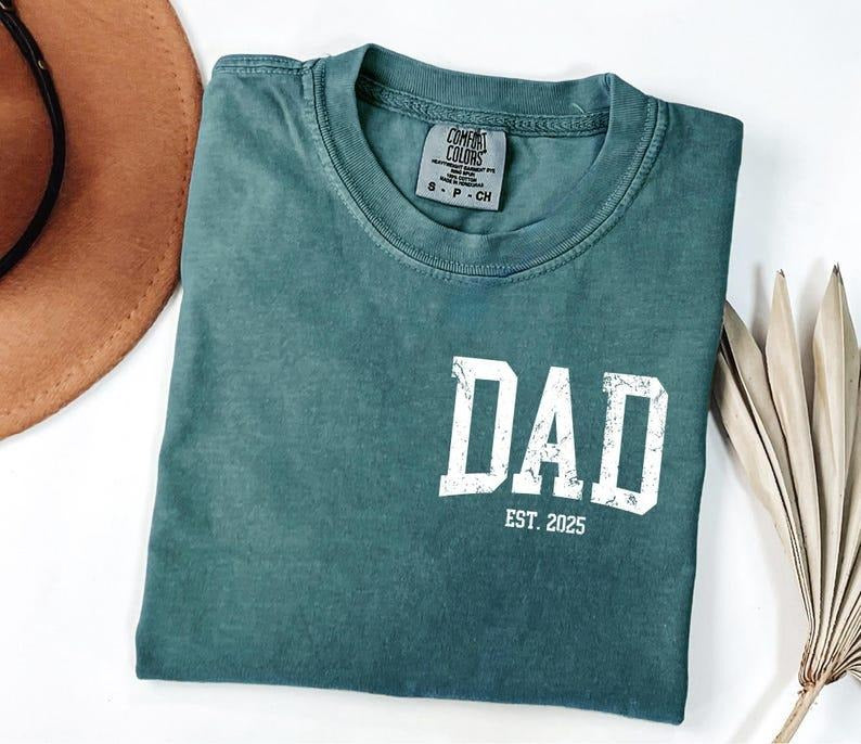 Comfort Colors Custom Dad Shirt, Cute Fathers Day Gift, Christmas Gift For Dad, New Dad Shirt, Custom Dad Est Shirt, Gift...
