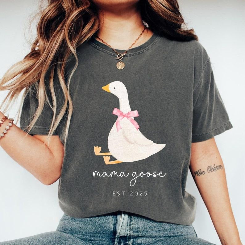 Comfort Colors Custom Mama Goose Shirt, Silly Goose Shirt, Cute Mom Shirt, Baby Shower Gift, Pregnancy Reveal Gift,...
