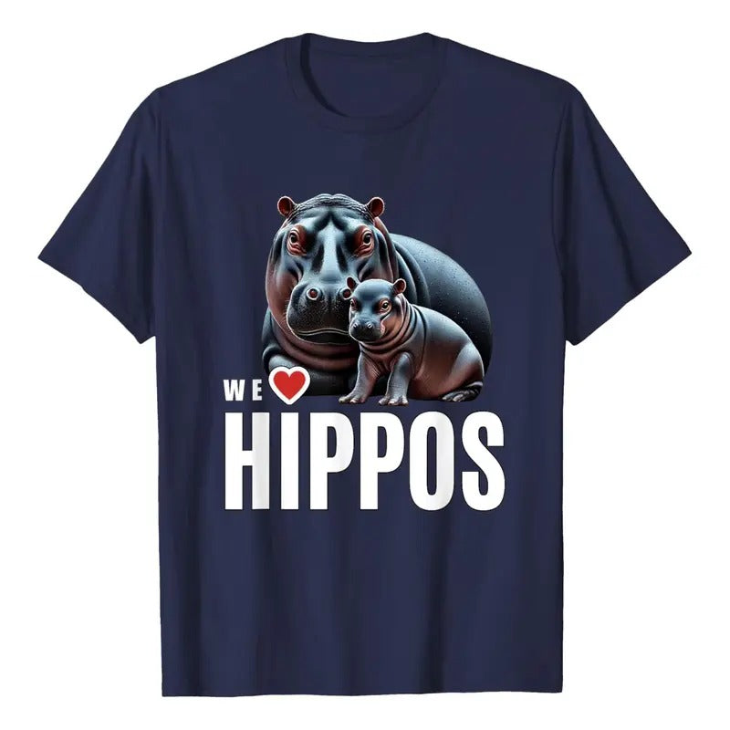 Comfort Colors Cute Mother and Baby Pygmy Hippos Viral Animal We Love Hippo T-Shirt Hoodie, Sweatshirt | WearSparks.com