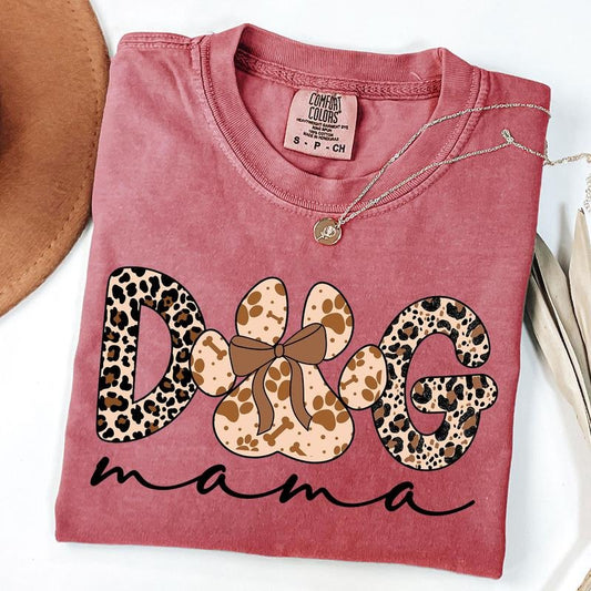 Comfort Colors Dog Mama Leopard Shirt, Dog Lover Shirt, Dog Mom Shirt, Mom Life Shirt, Unisex T-Shirt Hoodie, Sweatshirt