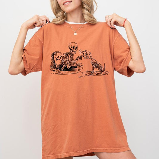 Comfort Colors Dog Skeleton Shirt, Funny Dog Halloween Unhinged Tees, Skeleton Boop Dog Graphic Printed Tee, Dog Lovers...