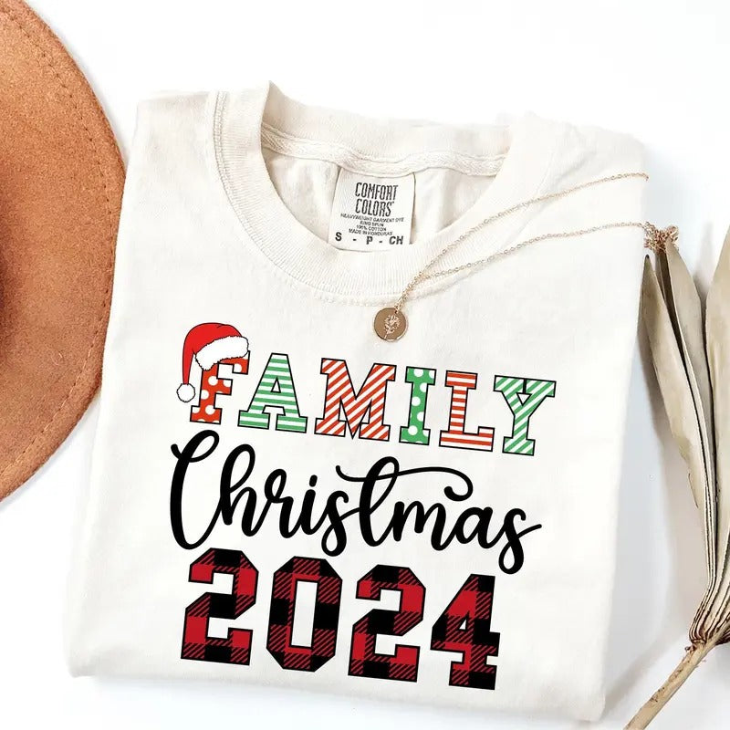 Comfort Colors Family Christmas Shirt, Matching Family Christmas T-Shirt, Festive Xmas Shirt, Christmas Pajamas Tee...