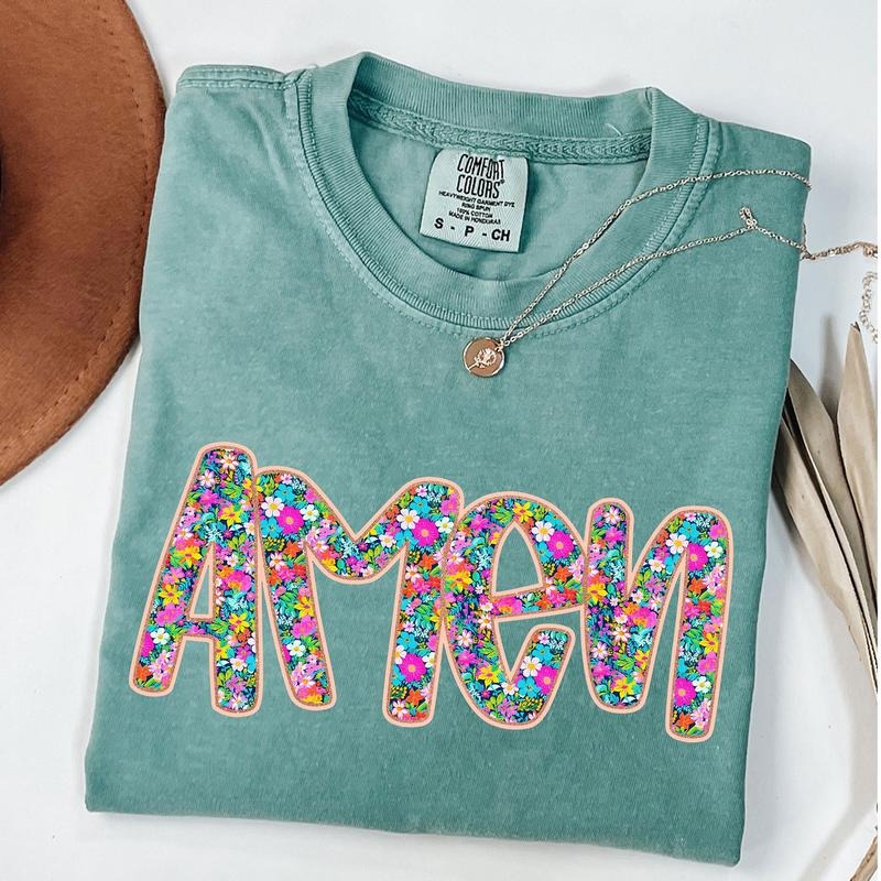 Comfort Colors Floral Amen Shirt, Retro Amen T-Shirt, Christian Shirt, Bible Verse Hoodie, Sweatshirt | WearSparks.com