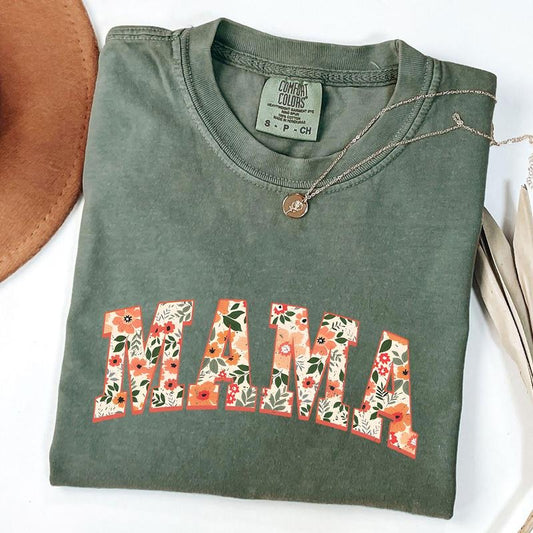 Comfort Colors Floral Mama Shirt, Cute Mom T-Shirt, Mother's Day Gift, New Mom Gift Hoodie, Sweatshirt | WearSparks.com