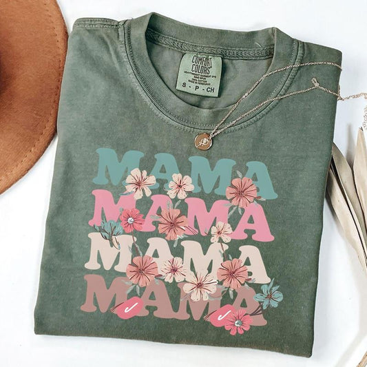 Comfort Colors Floral Mama Shirt, Spring Floral mama Shirt, Preppy Mama T-shirt, New Mom Tee, Gift For Mom Hoodie, Sweatshirt