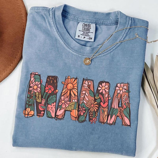 Comfort Colors Floral Mama, Mama Groovy Shirt, Preppy Mama T-shirt, New Mom Tee, Nature Lover Mom Gift Hoodie, Sweatshirt