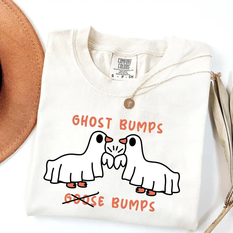 Comfort Colors Ghost Bumps Comfort Colors Shirt, Halloween T-Shirt, Funny Outfit, Goose Lover Tee, Sarcastic Goose Gifts...