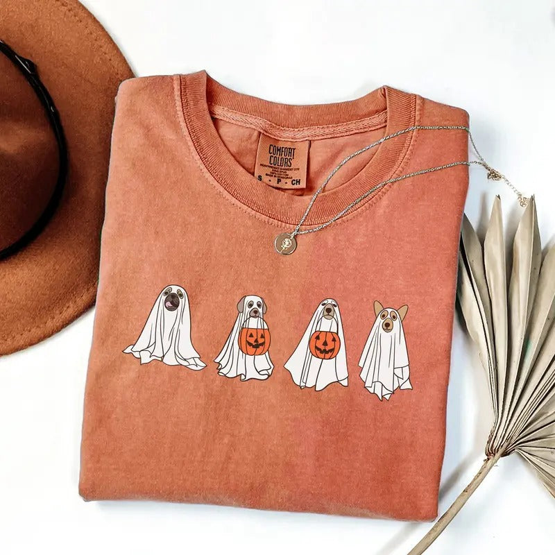 Comfort Colors Ghost Dog Shirt, Halloween Sshirt, Ghost T-shirt, Dog Lovers T-Shirt, Iprintasty Halloween, Halloween Dog...