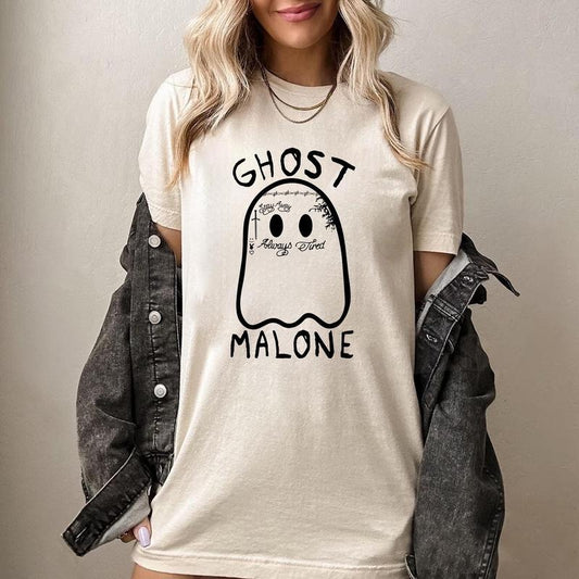 Comfort Colors Ghost Ma.lone T-shirt, Spooky Shirt, Funny Halloween Shirt, Fall T-shirt, Spooky Season, Cute Ghost Shirt,...