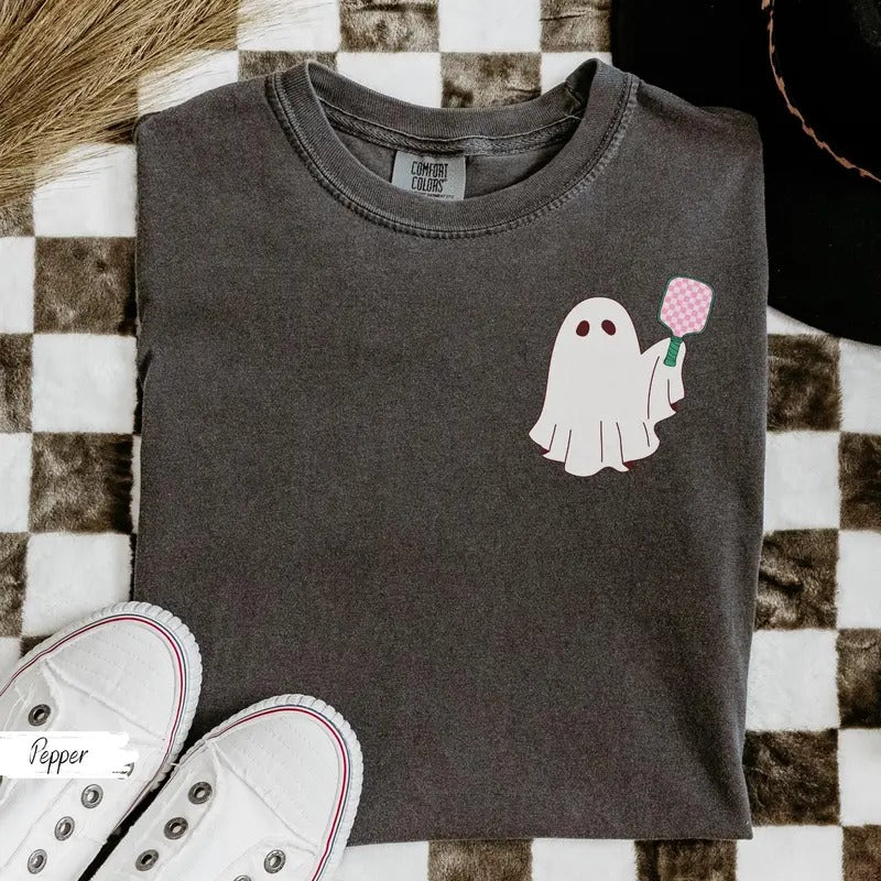 Comfort Colors Ghost Pickleballer Shirt, Funny Pickleball Shirt, Halloween T-Shirt, Pickleballer Gift, Pickleballer...
