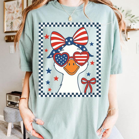 Comfort Colors Girl Goose T-Shirt, Cute Boy Summer Shirt, Silly Goose Girl Shirt, 4th of July Girl T-Shirt, Girl Kids...