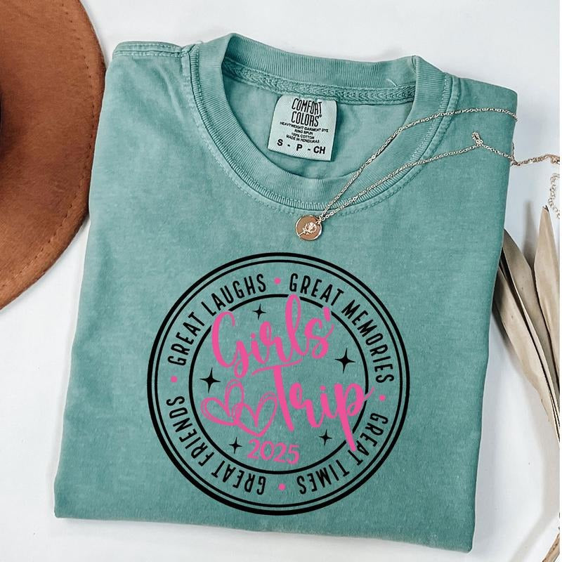 Comfort Colors Girls' Trip 2025 Shirt, Girls' Weekend 2025 Outfit, Great Times Great Memories Shirt, Matching Vacation...