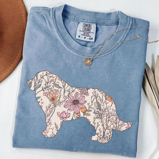 Comfort Colors Great Pyrenees Shirt, Cottagecore Basset Hound T-shirt, Wildflowers Dog Mom Shirt, Dog Mama Gift Hoodie,...