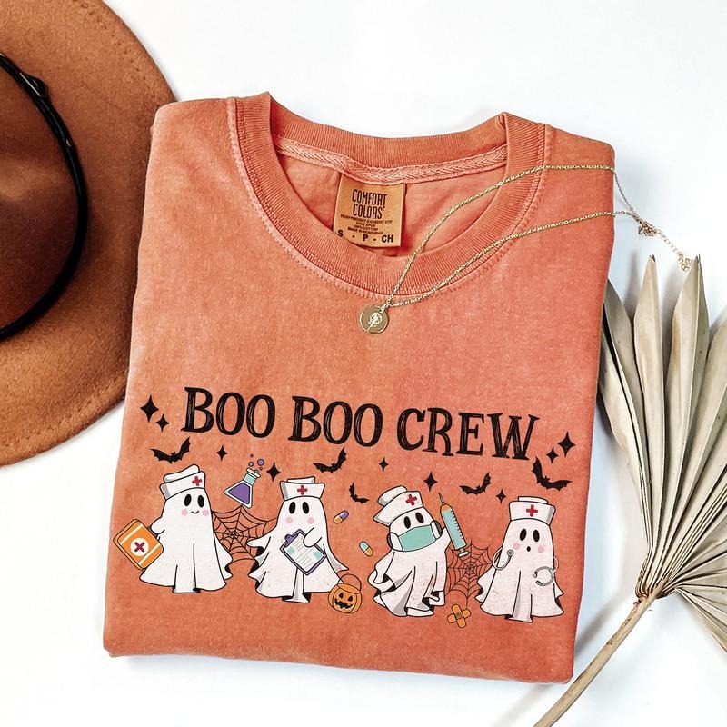 Comfort Colors Halloween Nurse Shirt, Boo Boo Crew, Nurse Gift For Women, Spooky Season Shirt Hoodie, Sweatshirt