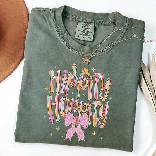Comfort Colors Happy Easter T-Shirt, Easter Coquette Bow Shirt, Easter Bunny Tee, Preppy Easter Shirt Hoodie, Sweatshirt