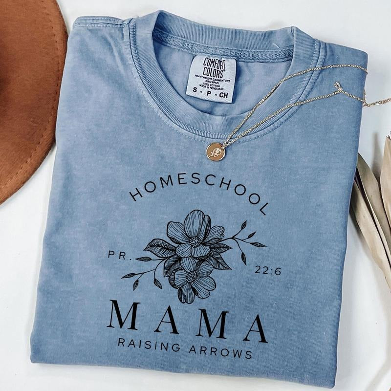 Comfort Colors Homeschool Mama Shirt, Homeschool Mom Shirt, Home School Teacher Gift, Mama Floral Tee, Mother's Day Gift,...
