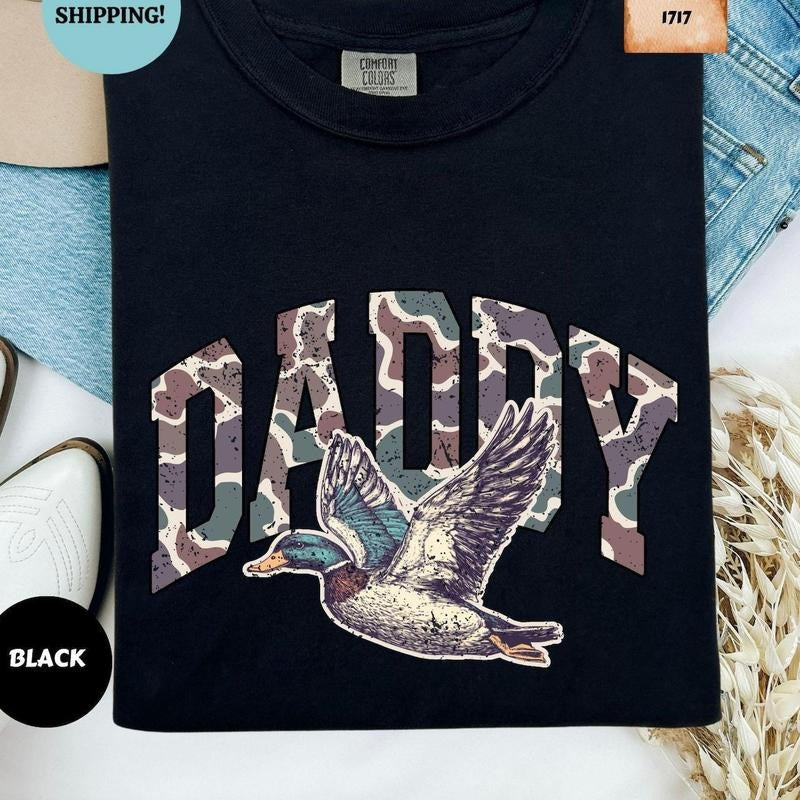 Comfort Colors Hunting Dad Shirt, Duck Hunting Shirt, Mallard Duck Shirt, Daddy of Hunters, Camo Dad Shirt, Hunting...