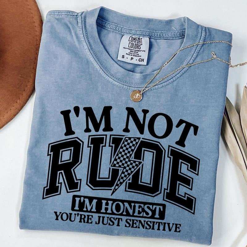 Comfort Colors I'm Not Rude Shirt, Retro Checkered Coquette Shirt, Snarky Sarcastic Funny Saying Shirt, Unisex...