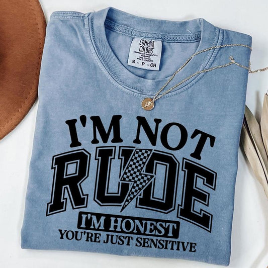 Comfort Colors I'm Not Rude Shirt, Retro Checkered Coquette Shirt, Snarky Sarcastic Funny Saying Shirt, Unisex...