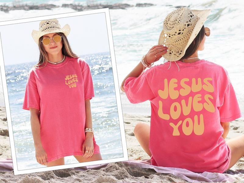 Comfort Colors Jesus Loves You Tee, Jesus Shirt, Christian Shirt, Aesthetic Clothes, Bible Verse Shirt, Comfort Colors...