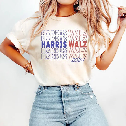 Comfort Colors Kamala Harris Walz 2024 Shirt, Madam President Election T-shirt, Retro Voting Tee, Democrat Rally Gift For...