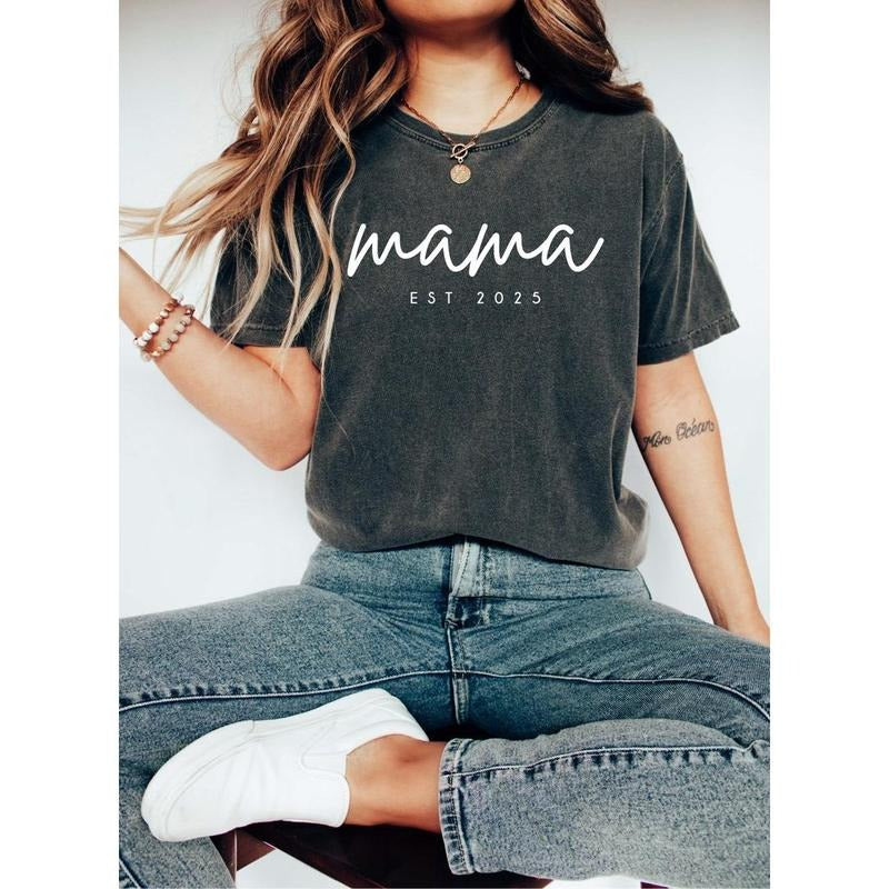 Comfort Colors Mama Est Year Shirt, Mothers Day Gift For Mom, Custom Mama Shirt, Pregnancy Announcement Hoodie, Sweatshirt