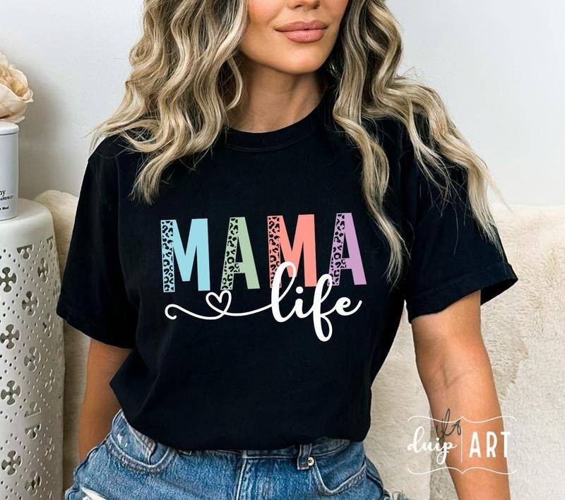 Comfort Colors Mama Life  T-shirt, Leopard Mama T-shirt, Colorful Blessed Mama T-shirt, Mother's Day Hoodie, Sweatshirt