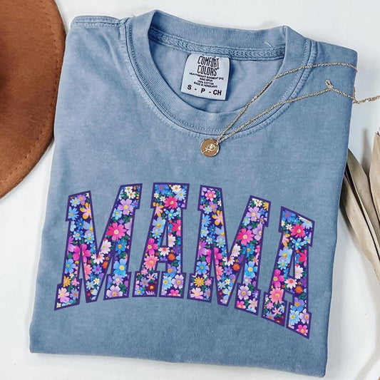Comfort Colors Mama Shirt, Floral Mom Spring Tee, Trendy Mom Tshirt, Flower Mama Shirt, Gift for New Mom Hoodie, Sweatshirt