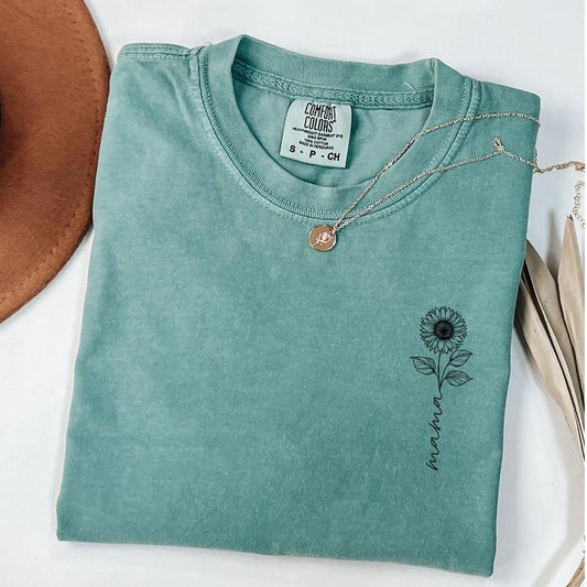 Comfort Colors Mama Sunflower Shirt, Flowers Lover Mothers Day Gift For Mom, New Mom Announcement, Cool Moms Shirt, Cute...