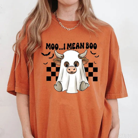 Comfort Colors Moo I Mean Boo Shirt, Boo Spooky Cow Halloween Shirt, Funny Halloween Shirt, Western Cow Ghost Shirt, Farm...