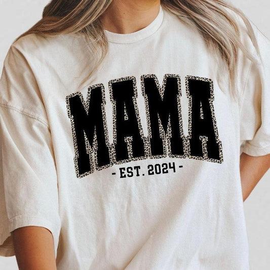 Comfort Colors Mothers Day Shirt, Leopard Mama  Est Shirt, Gift For Mama T Shirt, Mom Life T Shirt For Women, Best Mom...