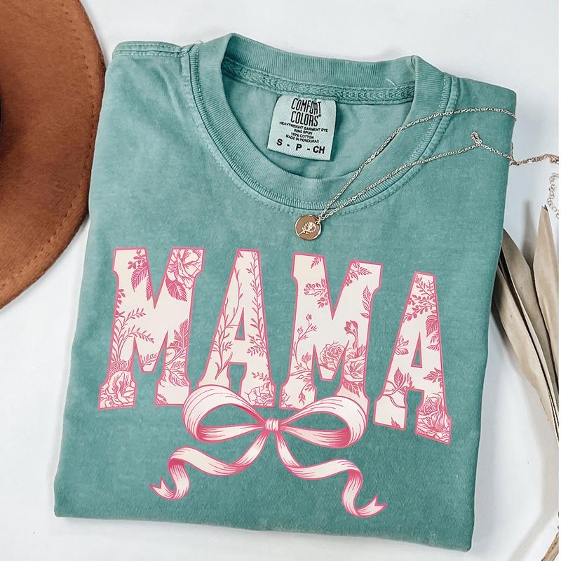 Comfort Colors Pink Chinoiserie Mama Shirt, Floral Chinoiserie T-Shirt, Varsity Mama Tee, Gift For Mom Hoodie, Sweatshirt