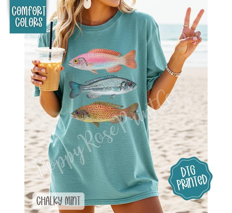 Comfort Colors Preppy Fish Shirt Women's Fitted Short Sleeve Crew Neck Summer Top 100% US Cotton Ethical Fashion Hoodie,...
