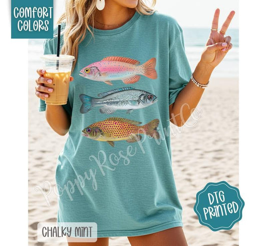 Comfort Colors Preppy Fish Shirt Women's Fitted Short Sleeve Crew Neck Summer Top 100% US Cotton Ethical Fashion Hoodie,...