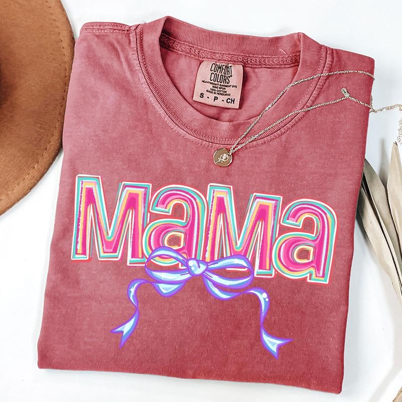 Comfort Colors Preppy Mama Brushstroke Shirt, Mama T-Shirt, Pink Mama Coquette Tee, New Mom Gift Hoodie, Sweatshirt