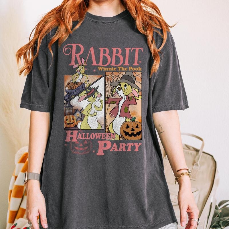 Comfort Colors Rab.bit Halloween Party Shirt, Pooh Halloween Shirt, Fall Shirt, Spooky Season Shirt Hoodie, Sweatshirt