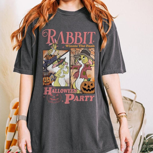 Comfort Colors Rab.bit Halloween Party Shirt, Pooh Halloween Shirt, Fall Shirt, Spooky Season Shirt Hoodie, Sweatshirt