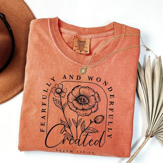 Comfort Colors Religious Shirt, Fearfully and Wonderfully Made T-Shirt, Christian Shirt, Bible Verse T-Shirt, Faith...