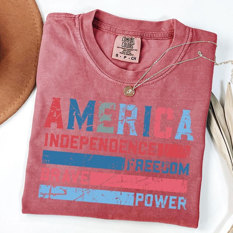 Comfort Colors Retro 4th of July Shirts, Freedom Brave Indepence Power 4th of July Shirts, Independence Day Gifts, Unisex...