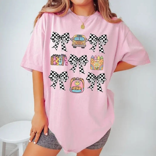 Comfort Colors Retro Back to School Shirt, Coquette Teacher Shirts, Funny First Day of School Shirt Hoodie, Sweatshirt