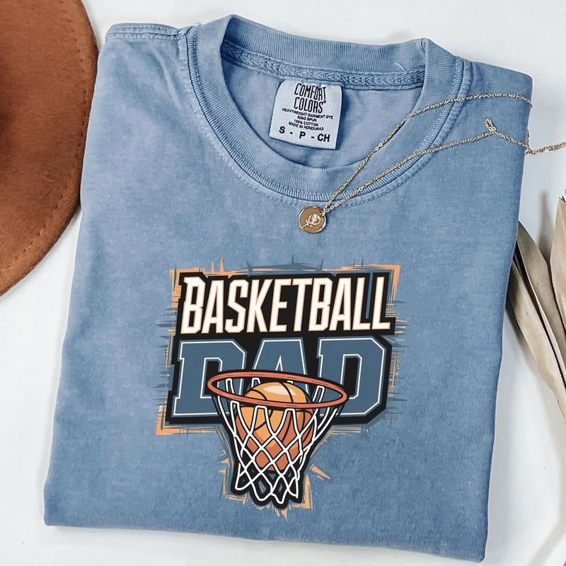 Comfort Colors Retro Basketball Dad Shirt, Varsity Basketball Shirt, New Dad Gift, Father's Day Gift Hoodie, Sweatshirt