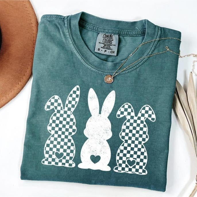 Comfort Colors Retro Easter Bunny Shirt, Womens Easter Bunny Gift, Cute Easter Day Shirt, Bunny Lover Tee, Teacher Easter...