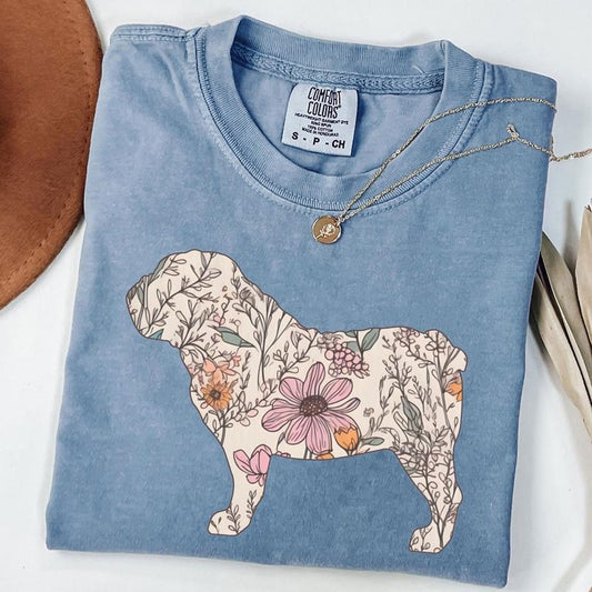 Comfort Colors Retro English Bulldog Shirt, Wildflower English Bulldog Shirt, Cottagecore Dog Mama T-shirt, Dog Mom, Dog...